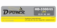 D-Power HD-3300 6S Lipo (22,2V) 30C - XT- Stecker