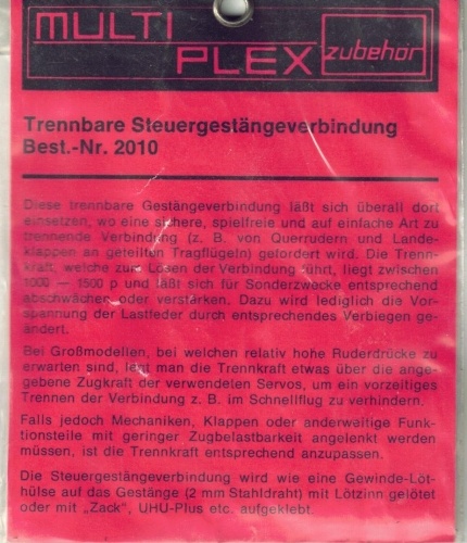 Trennbare Steuergest&auml;ngeverbindung